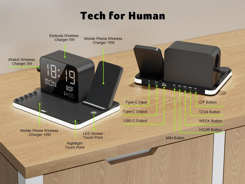 7 in 1 wireless charging station with led night light 7 in 1 wireless charging station with led night light