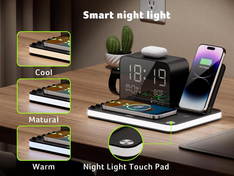 7 in 1 wireless charging station with led night light 7 in 1 wireless charging station with led night light